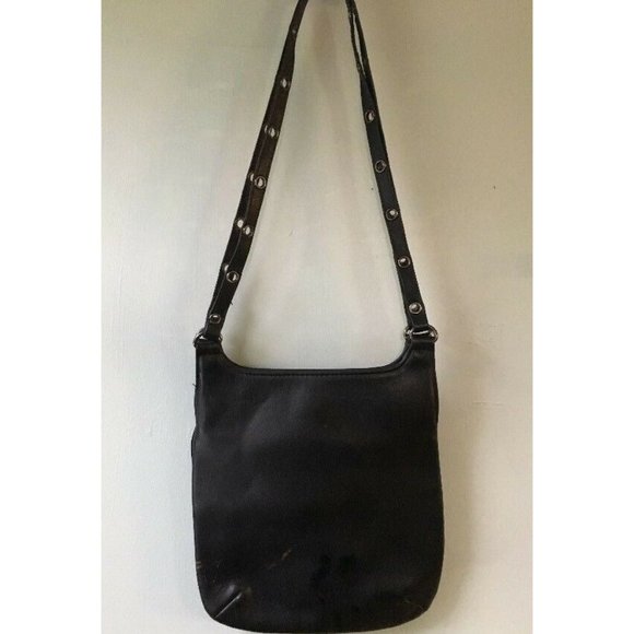 H & M small black shoulder bag with fringe double strap boho - Picture 5 of 9